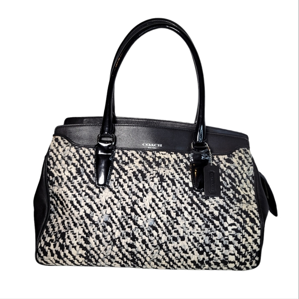 Coach Legacy print Haley satchel black leather